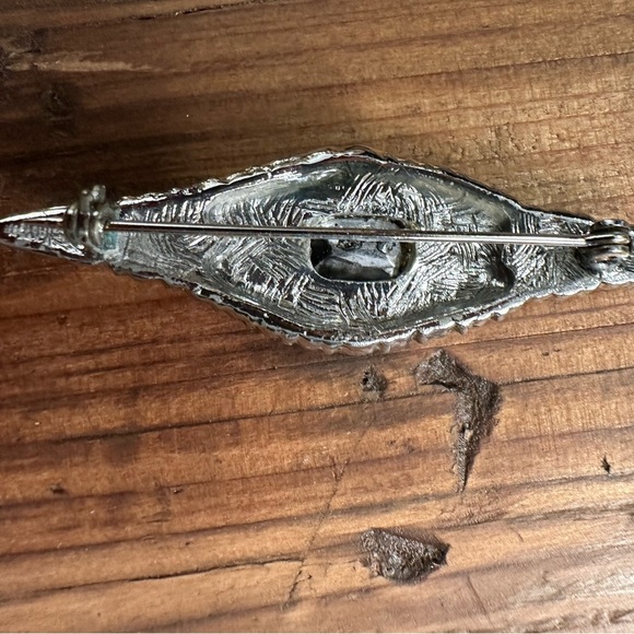 Silver and Black Geometric Brooch - Picture 2 of 2